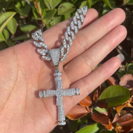 Iced Out Moissanite Cross Necklace For Men's / Women's
