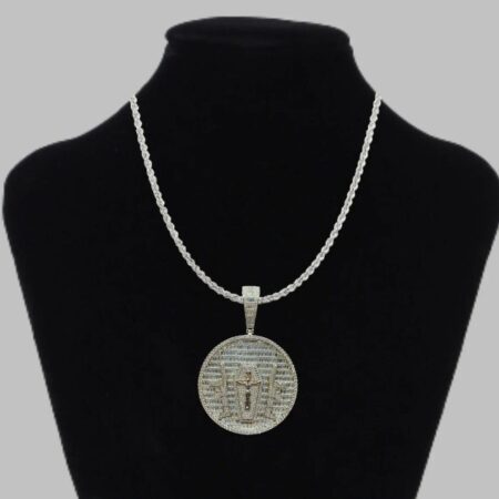 Medallion Moissanite Baguette & Round Diamond Iced Out Pendant
