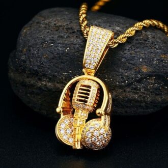 Rock Music Headphones Iced Out Moissanite Pendant