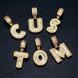 Customize Alphabet Letter Moissanite Diamond Pendant