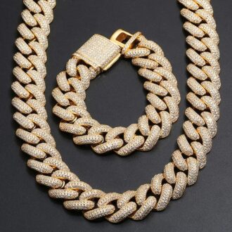 Sterling Silver Iced Out Moissanite Cuban Link Hip Hop Chain
