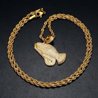 Iced Out Jesus Prey Hand Moissanite Diamond Pendant