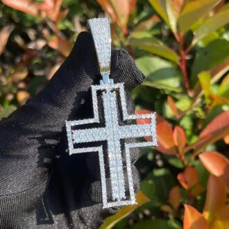 Moissanite Pendant Iced Out Hollow Cross Pendant For Men's