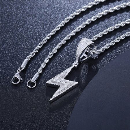 Moissanite Baguette Cut Lightning Bolt Pendant