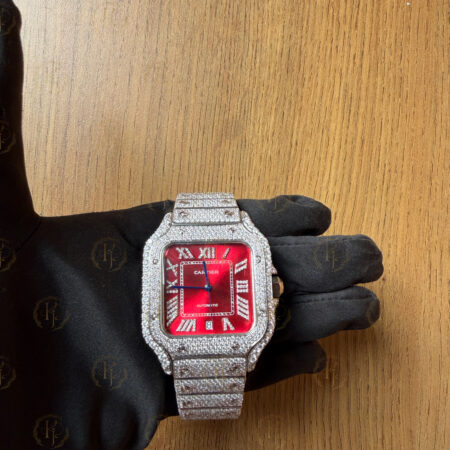 Cartier santos Red Face and full White tone with Japan Movement