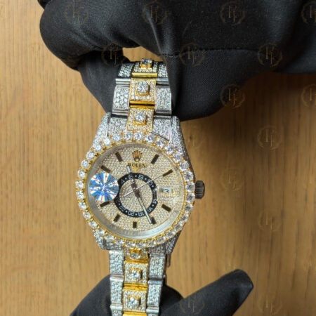 Rolex Sky Dweller Yellow-White tone Big diamonds on Oyster Band with Japan Movement (41mm)