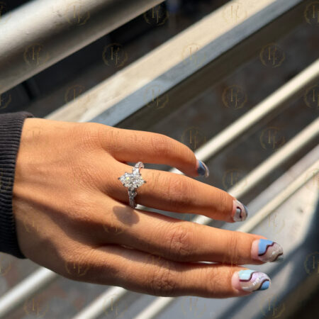 Engagement Ring with Marquise Diamond and White tone