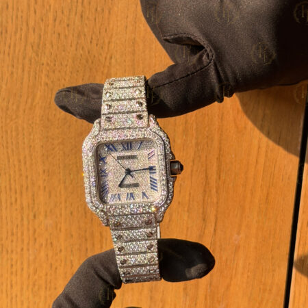 Cartier Santos Blue Letter Full White tone with Japan Movement (36mm)