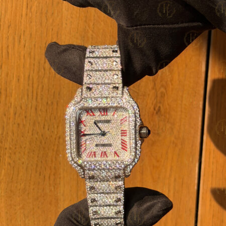 Cartier Santos Red Letter Full White tone with Japan Movement (36mm)