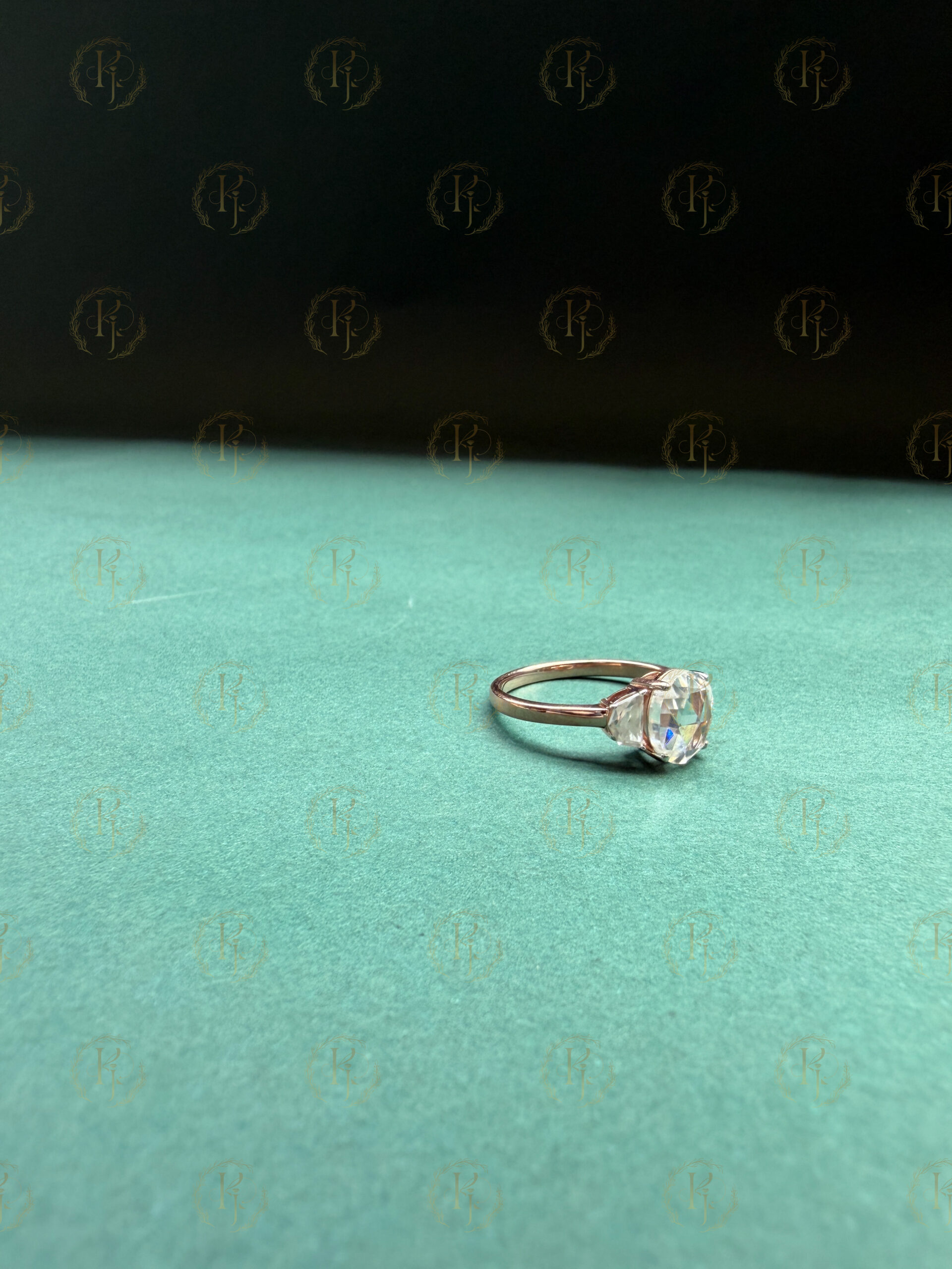 Engagement Ring with Oval shape Diamond and Rose tone for her - Image 3