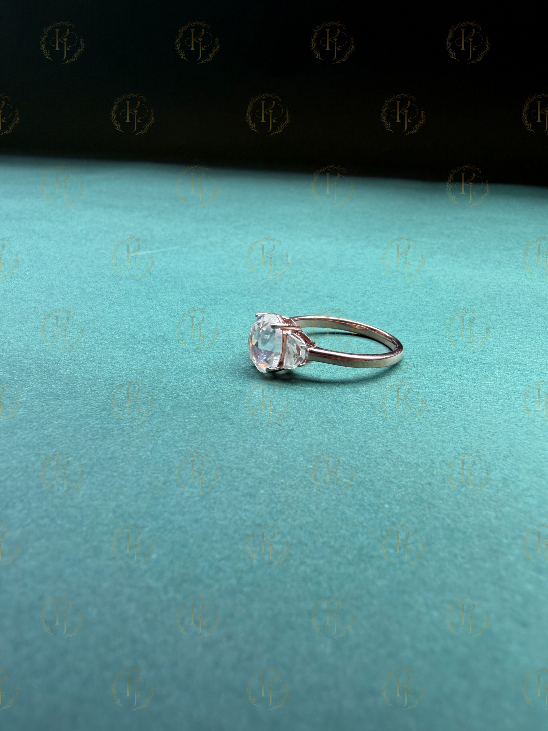 Engagement Ring with Oval shape Diamond and Rose tone for her - Image 5