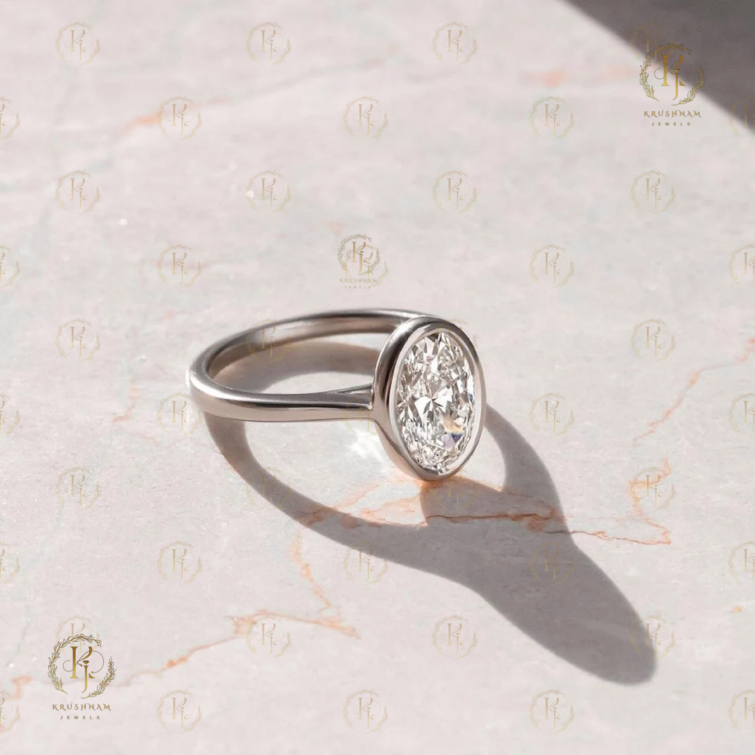 Oval Diamond white tone ring - Image 3