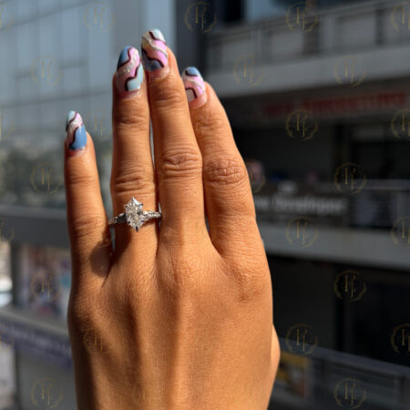 Big 2ct Marquise Diamond Ring for Engagement white tone