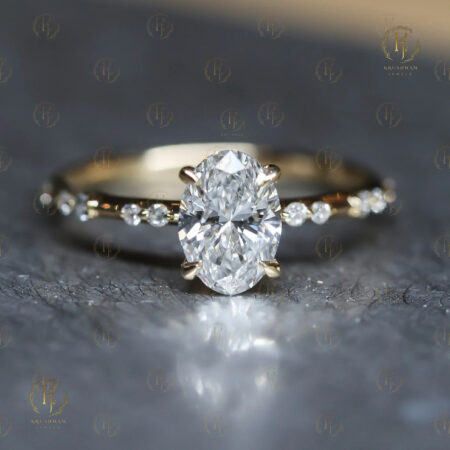 Oval Shape Diamond Ring yellow tone
