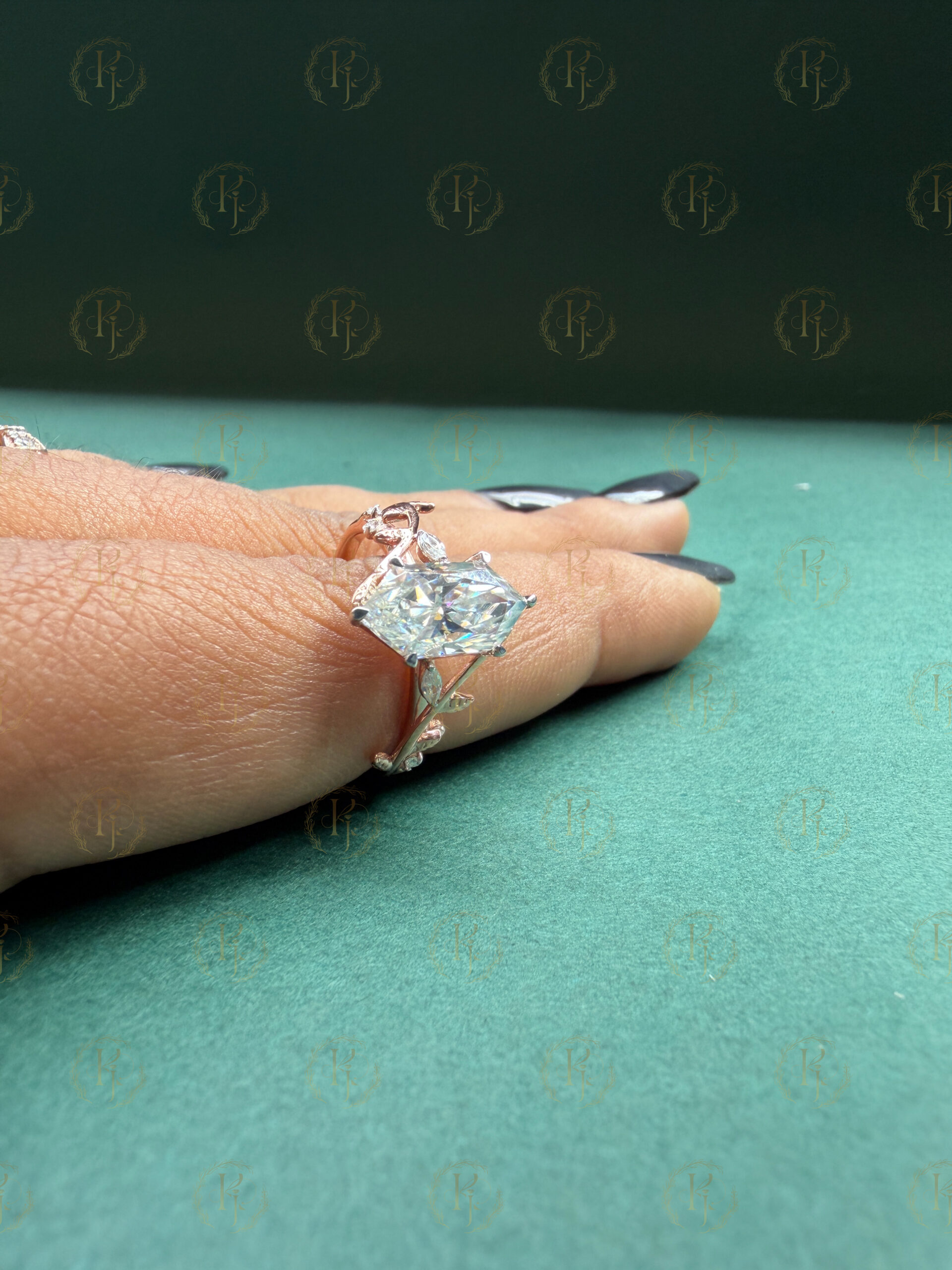 Engagement Ring with Marquise Diamond and Rose tone - Image 3