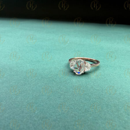 Engagement Ring with Oval shape Diamond and Rose tone for her