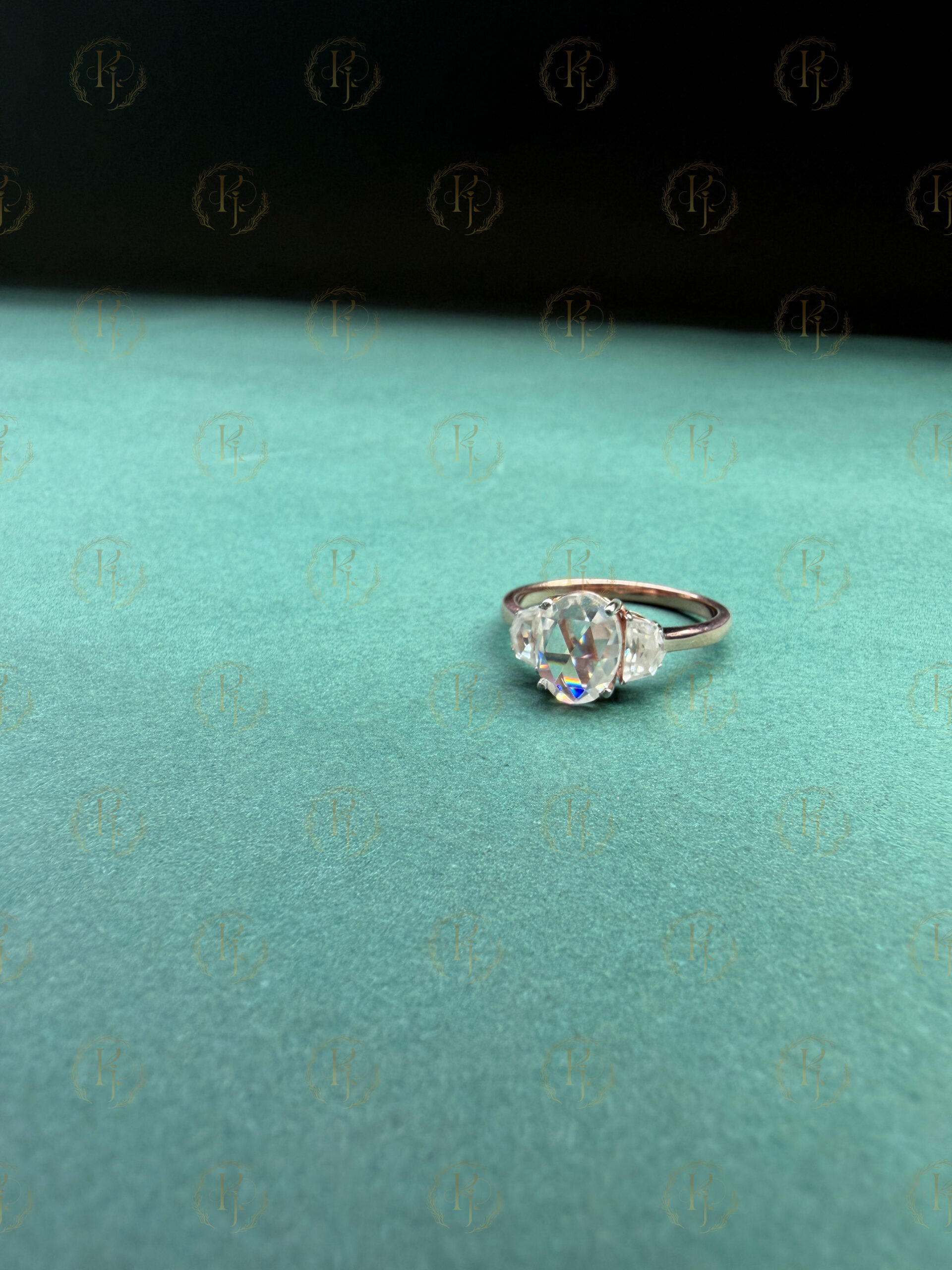 Engagement Ring with Oval shape Diamond and Rose tone for her