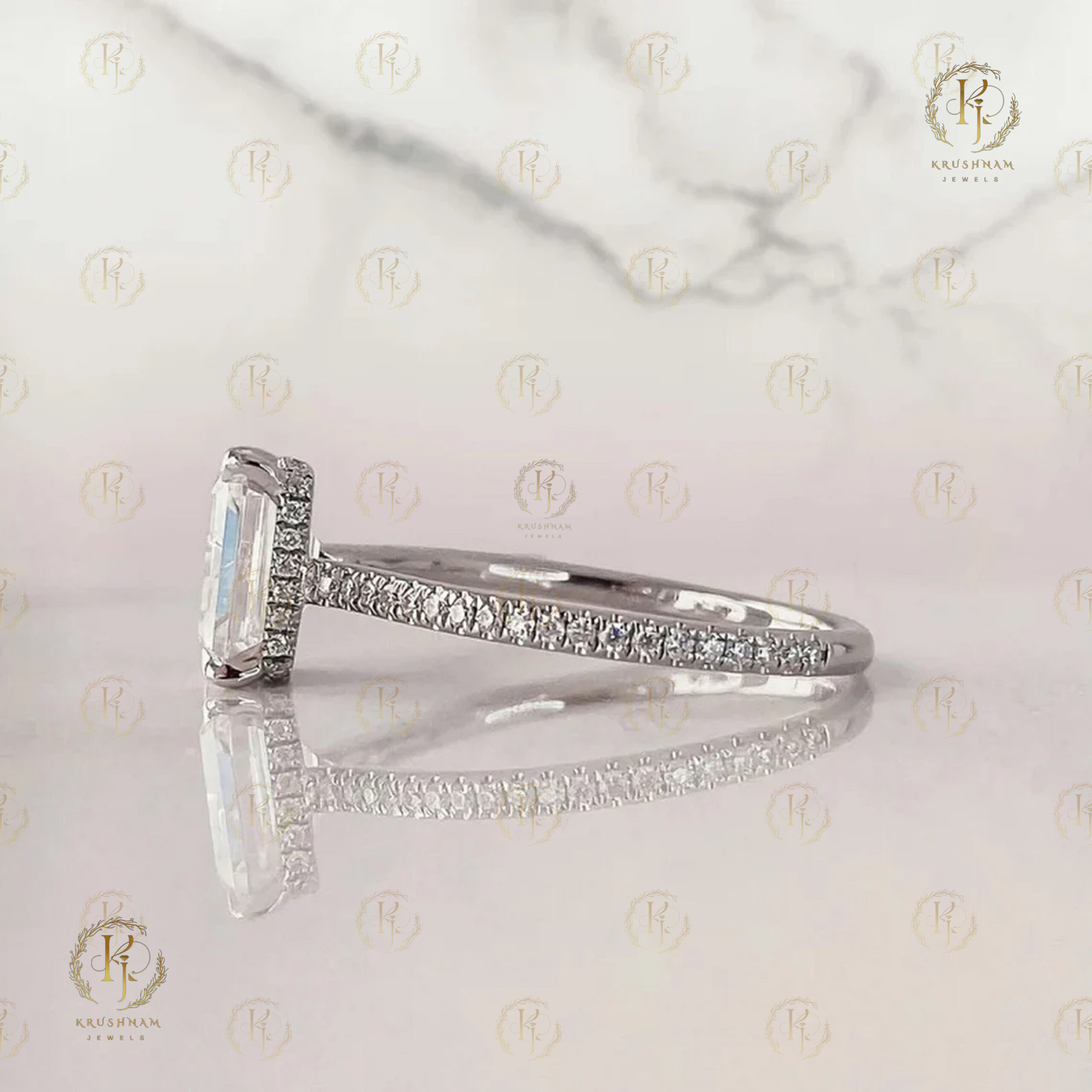 Stylish White Emerald Ring for Wedding - Image 3