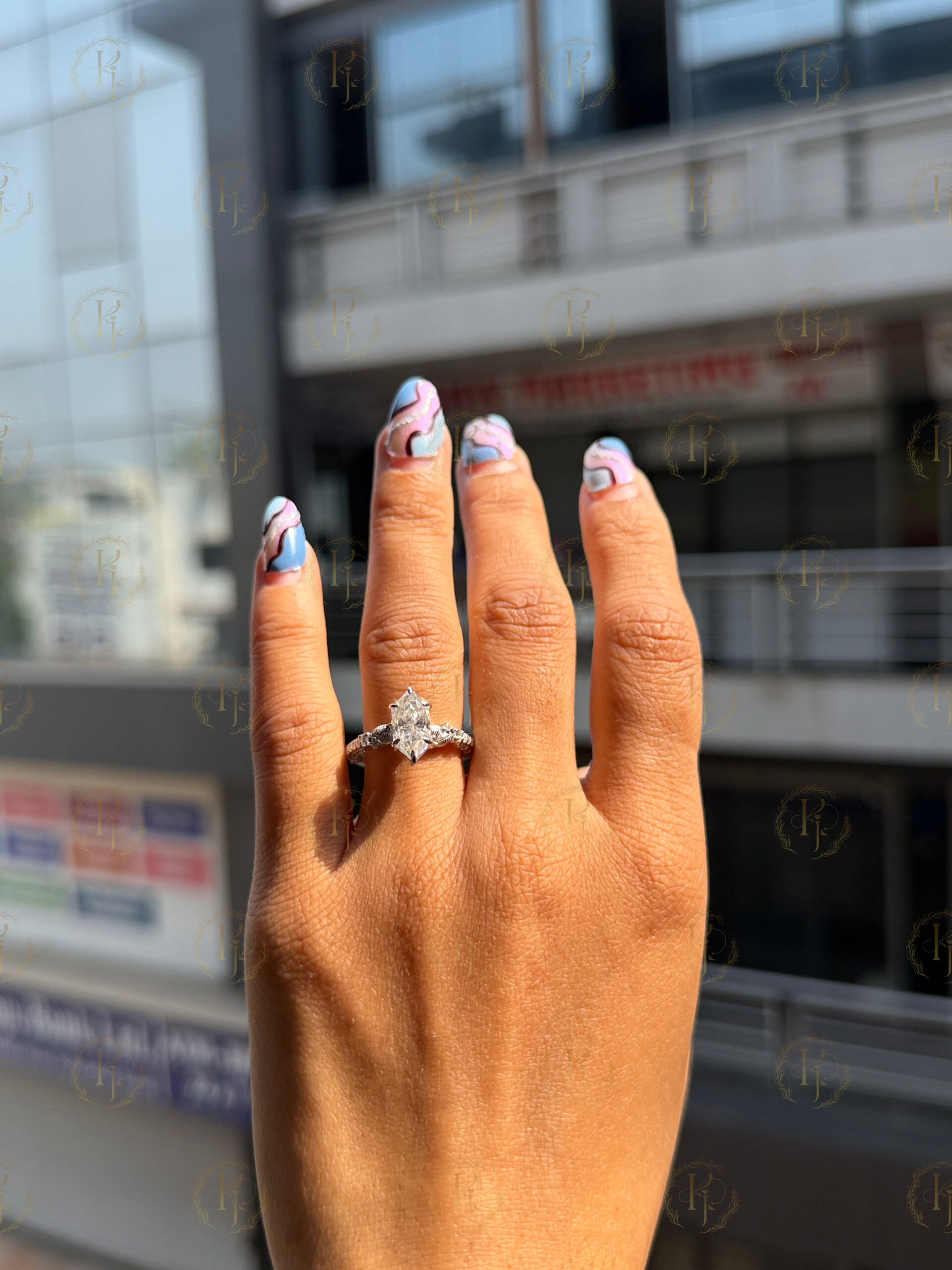 Big 2ct Marquise Diamond Ring for Engagement white tone - Image 4