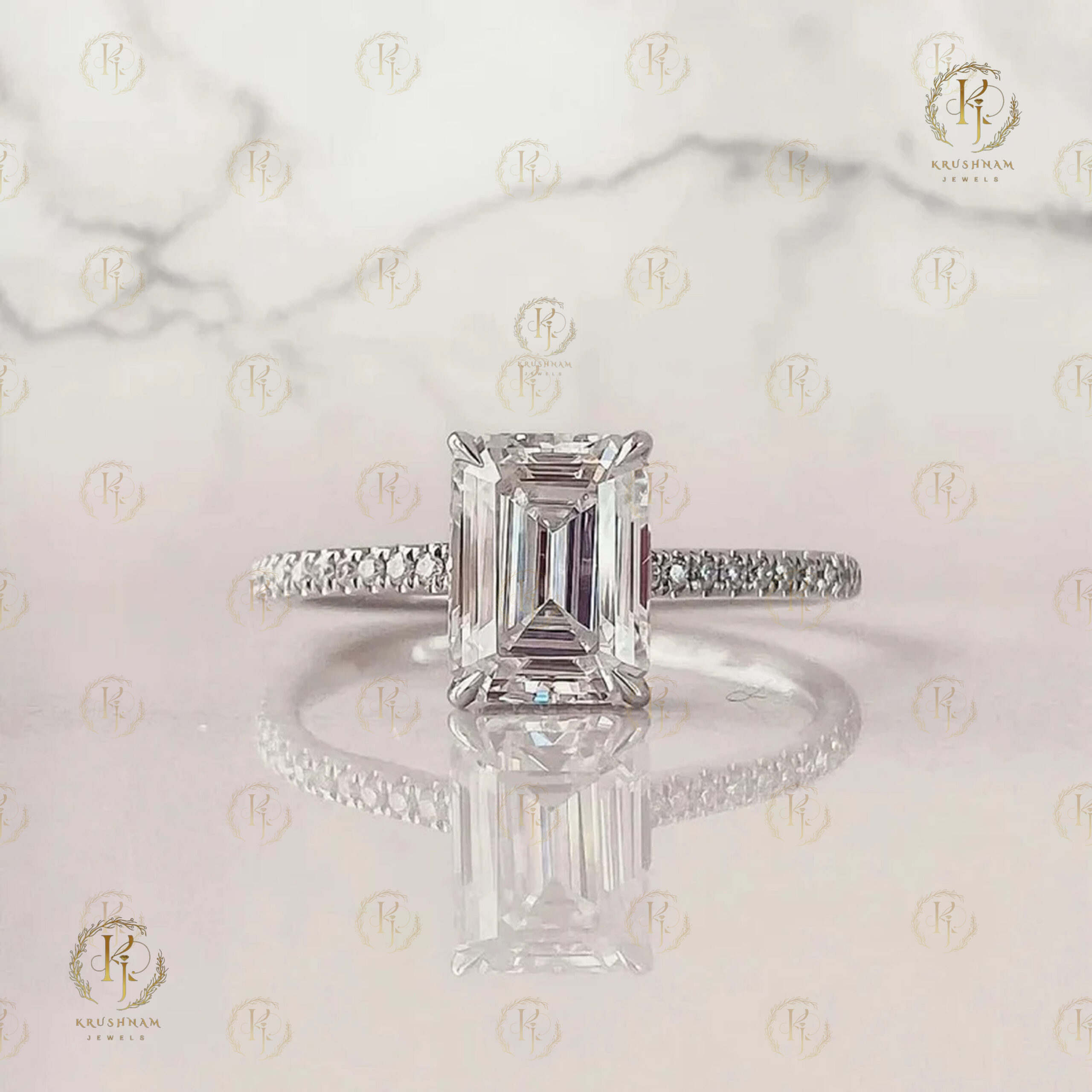 Stylish White Emerald Ring for Wedding - Image 4