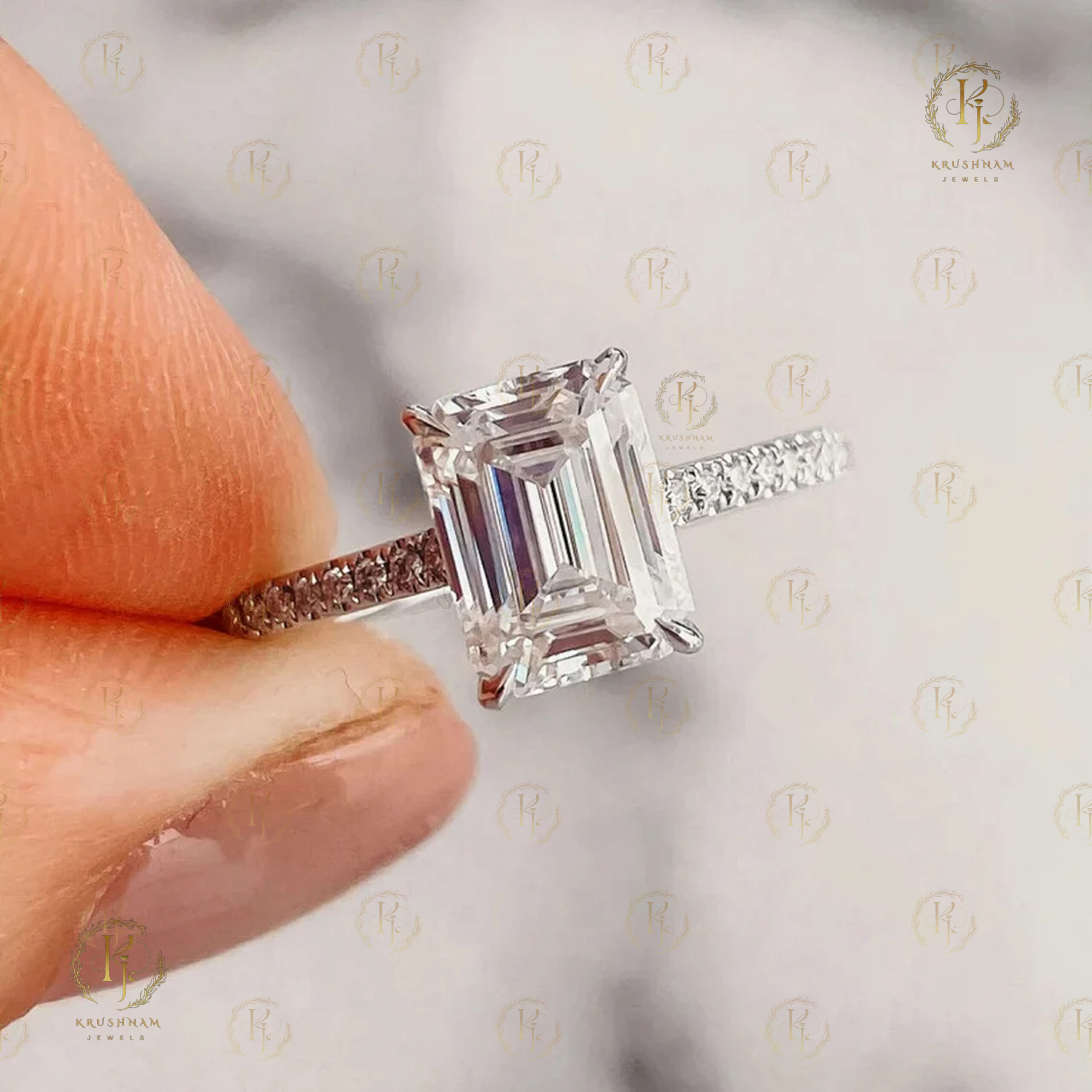 Stylish White Emerald Ring for Wedding - Image 5