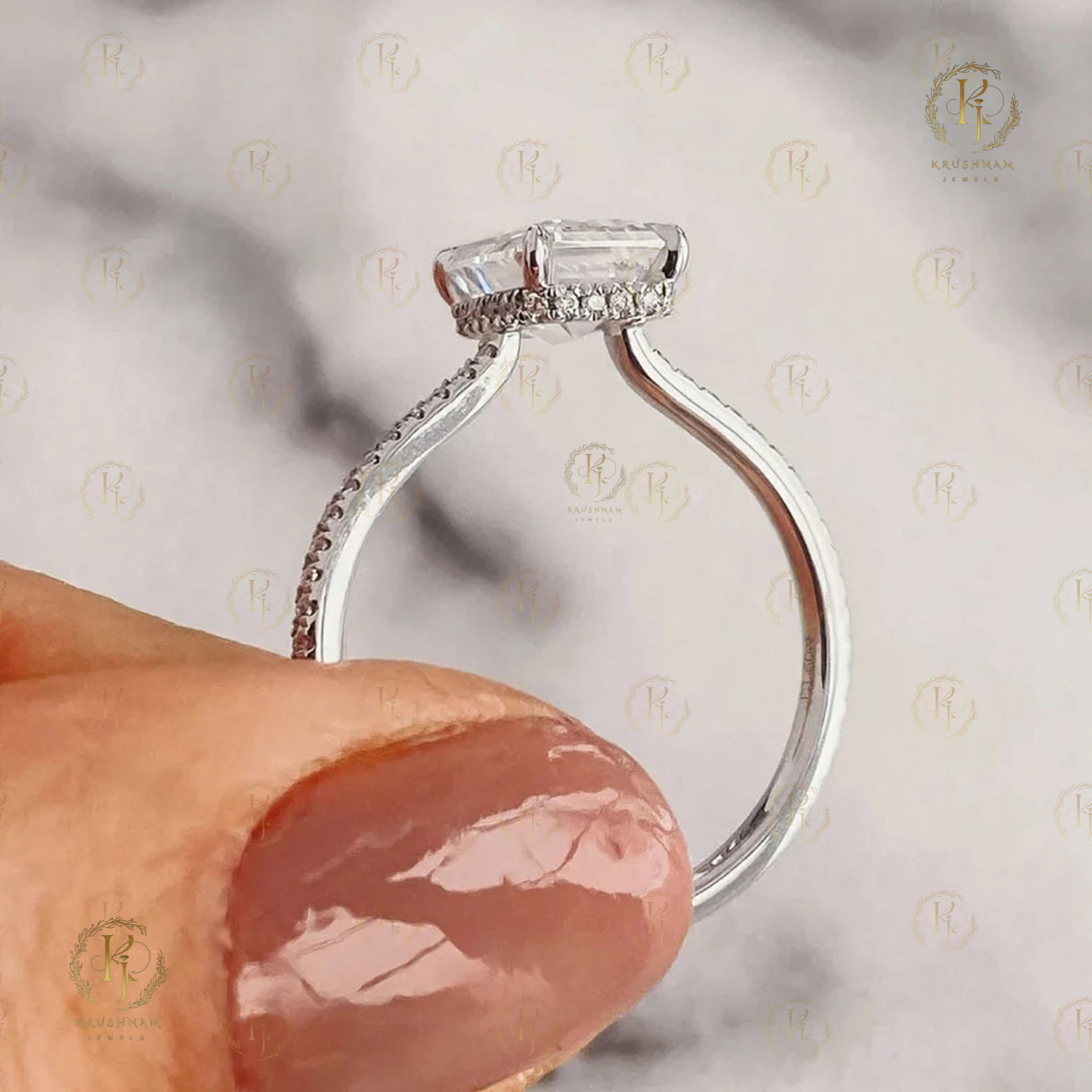 Stylish White Emerald Ring for Wedding - Image 6