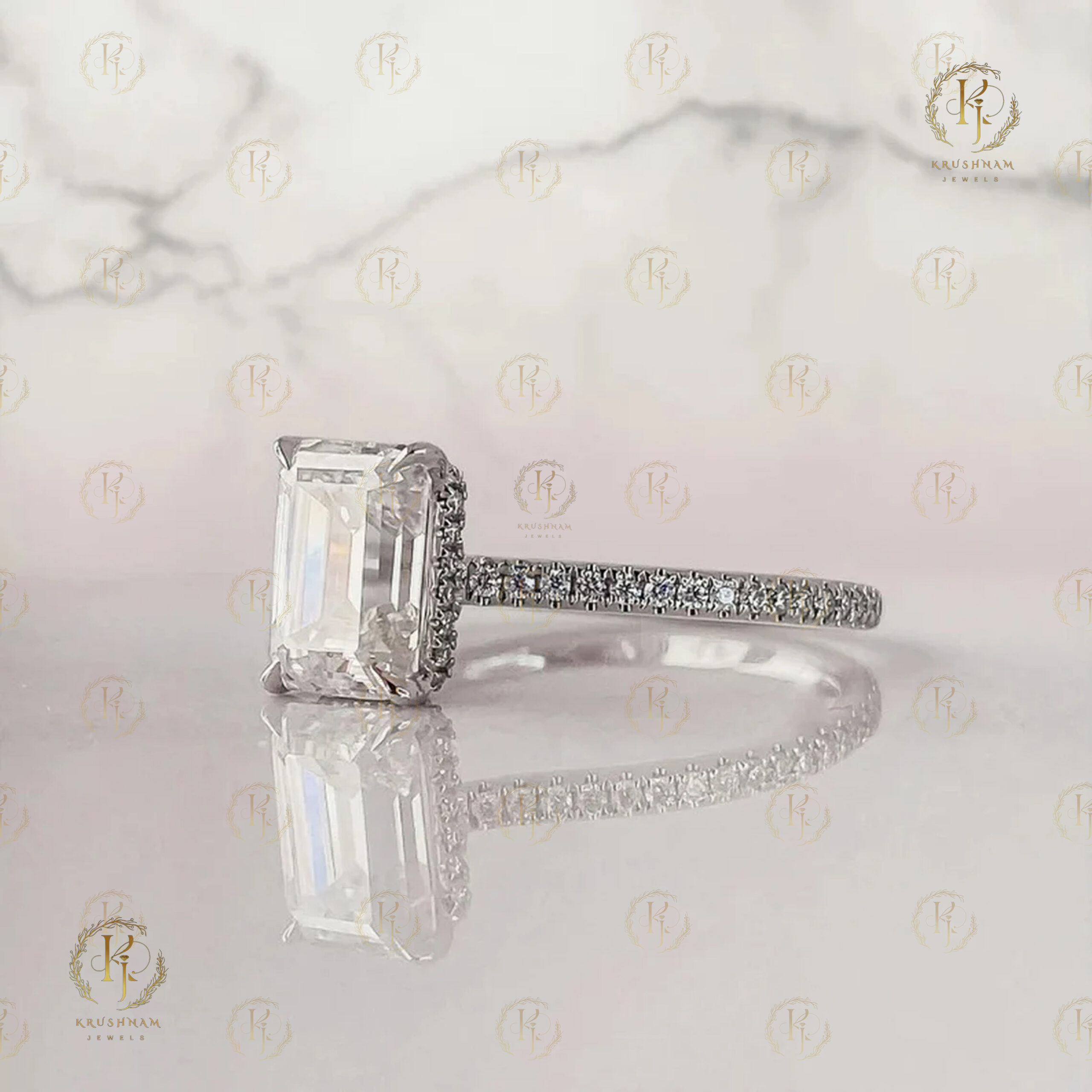 Stylish White Emerald Ring for Wedding - Image 8