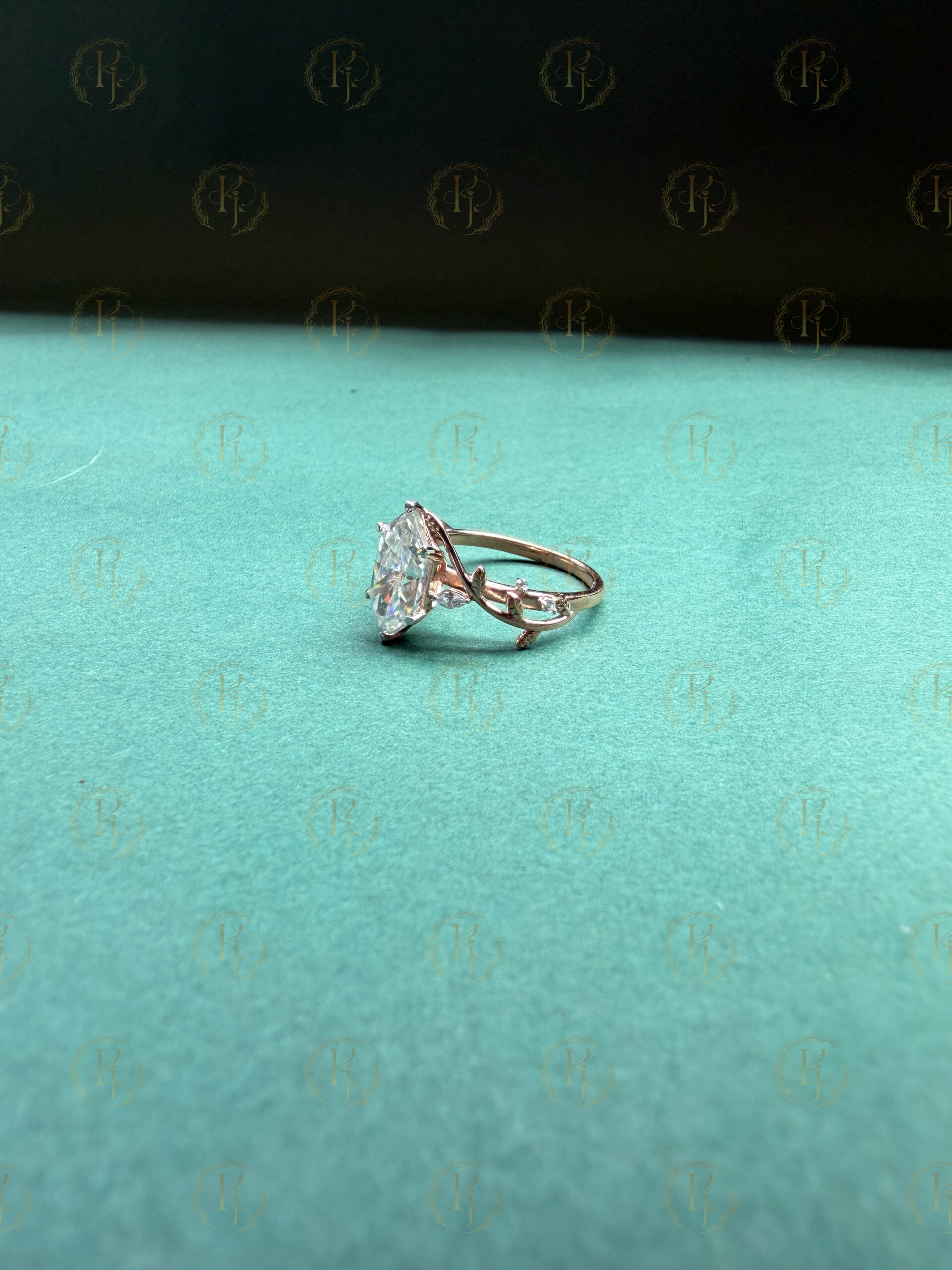 Engagement Ring with Marquise Diamond and Rose tone - Image 5