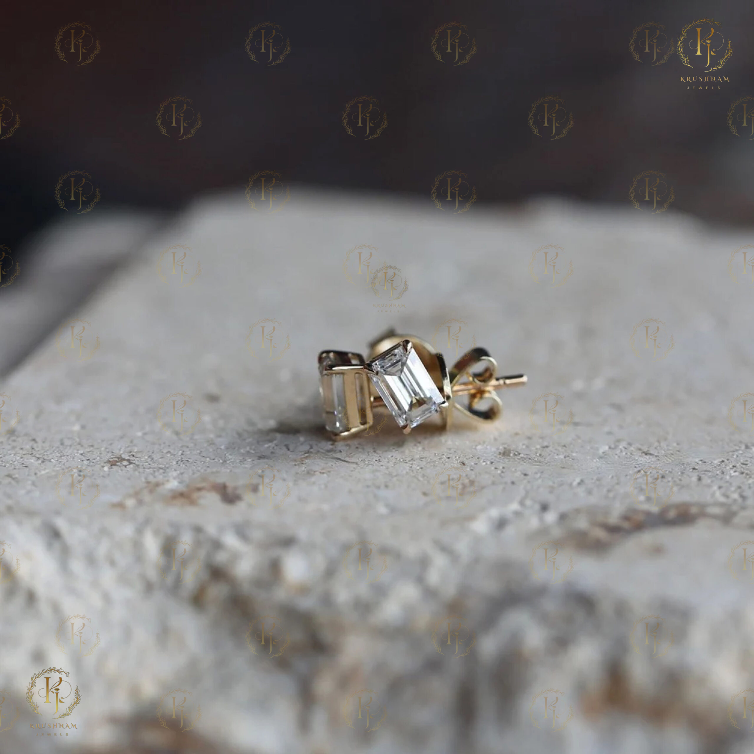 10ct Rose gold Earring’s with white Emerald - Image 2