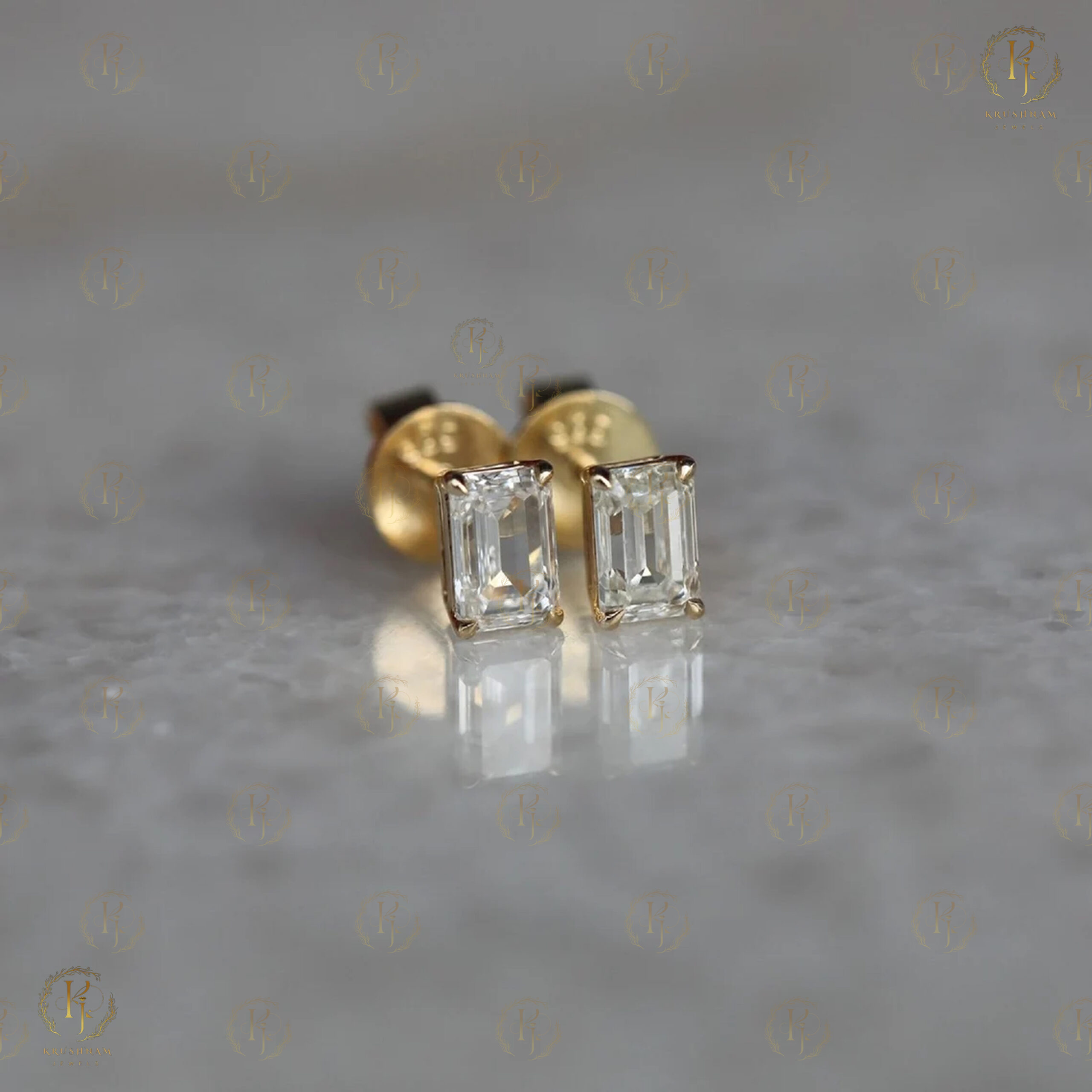 10ct Rose gold Earring’s with white Emerald - Image 4