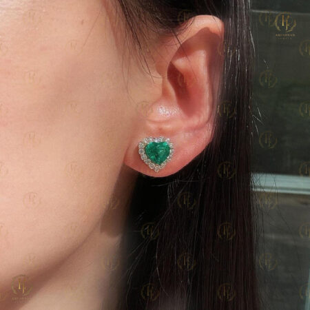 Beautiful Green heart shape diamond Earrings pair for Surprise Gift