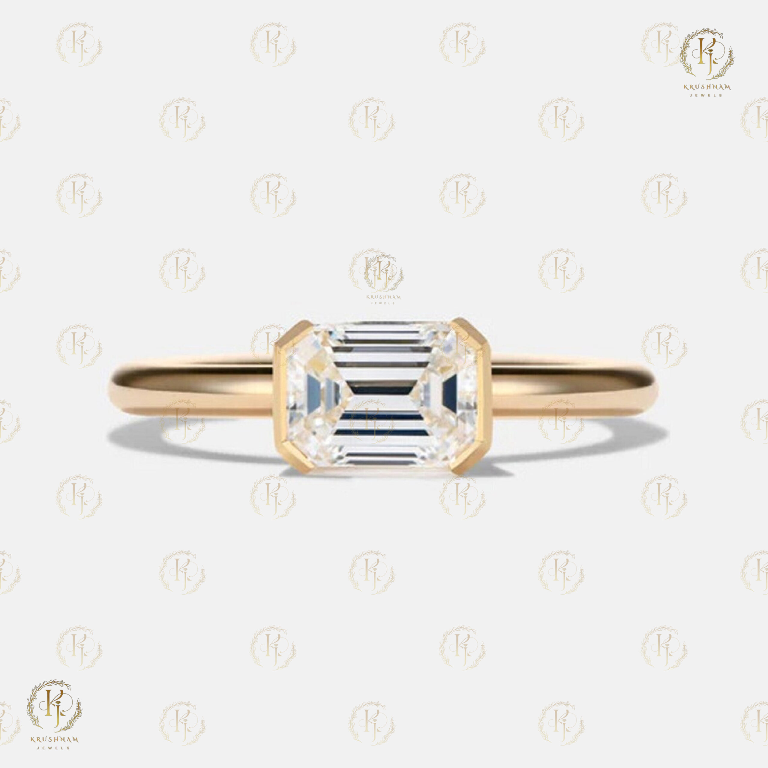 2ct Emerald Diamond ring Yellow tone