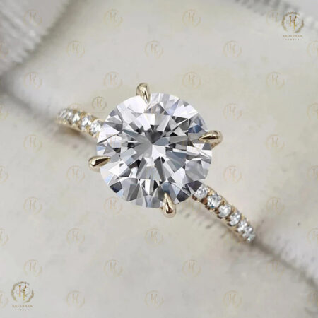 Round Diamond Ring with White tone perfect for Valentine Gift
