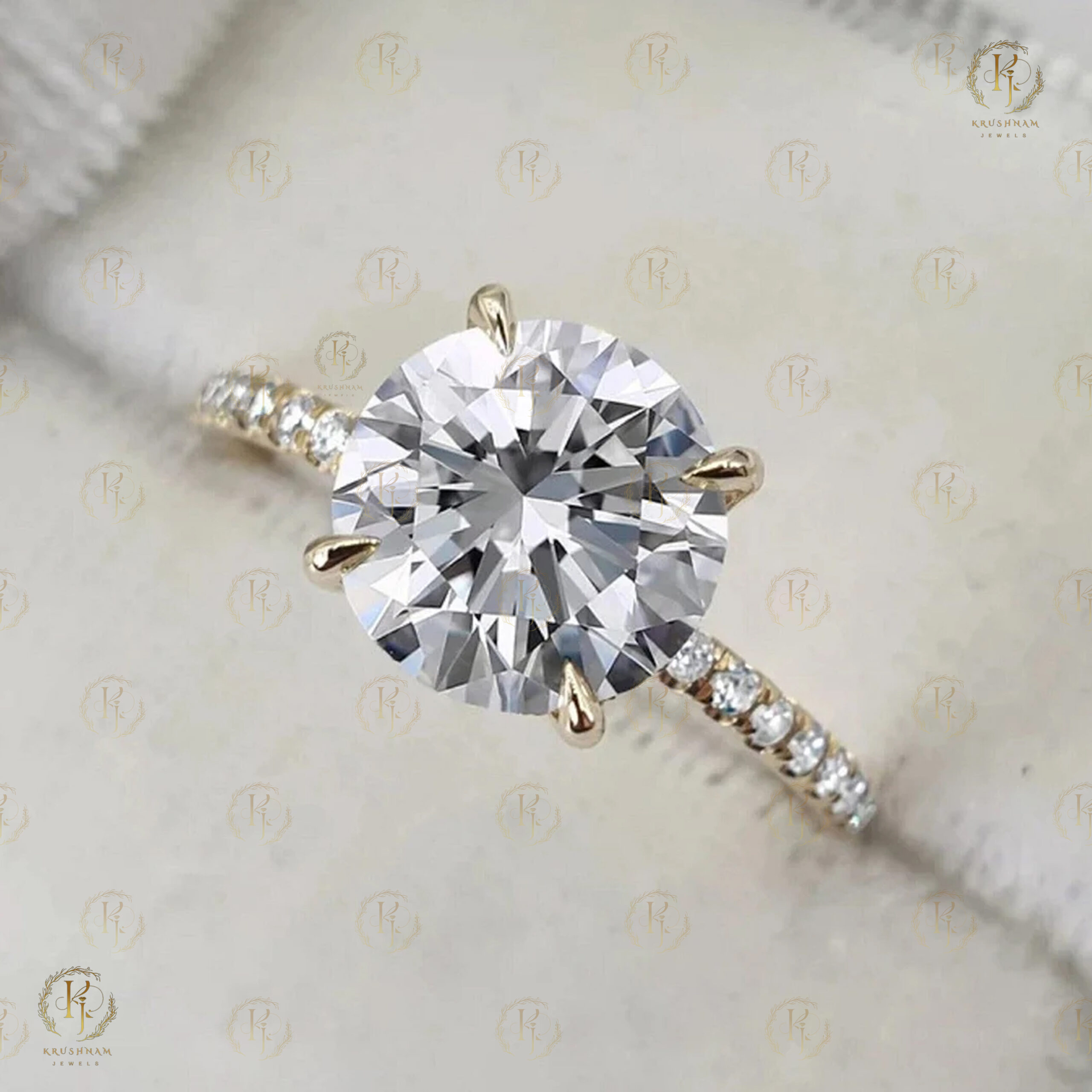 Round Diamond Ring with White tone perfect for Valentine Gift
