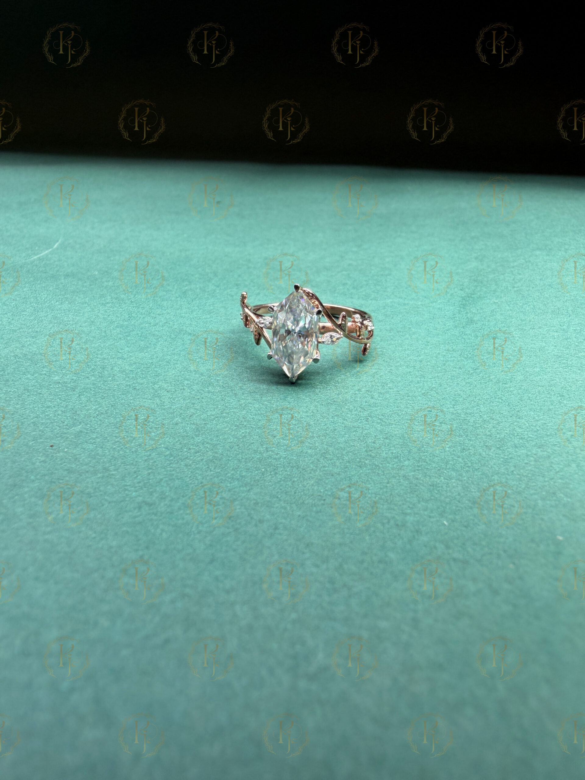 Engagement Ring with Marquise Diamond and Rose tone - Image 7