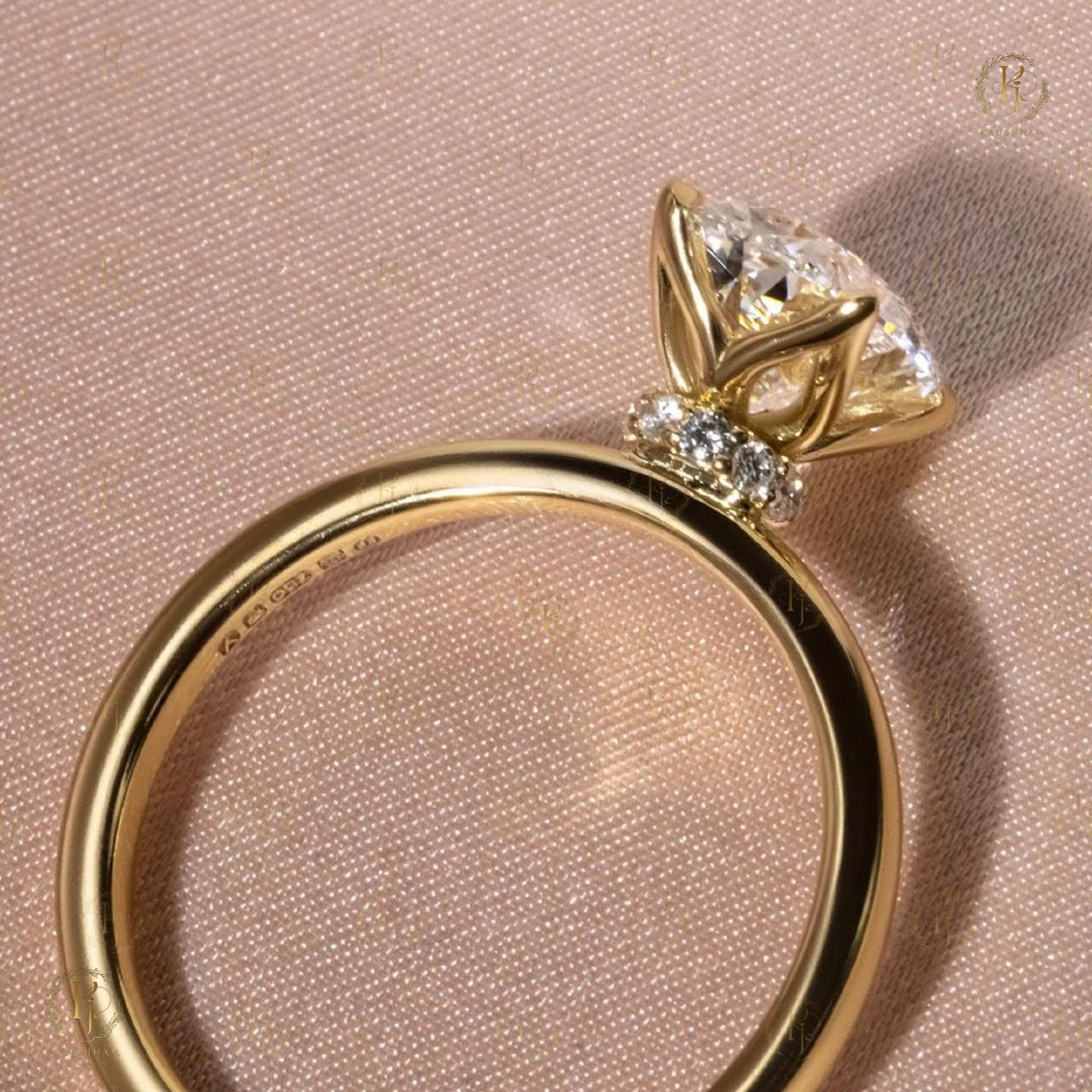 2ct Oval Shape Diamond Ring yellow tone - Image 4
