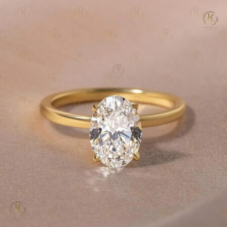 2ct Oval Shape Diamond Ring yellow tone