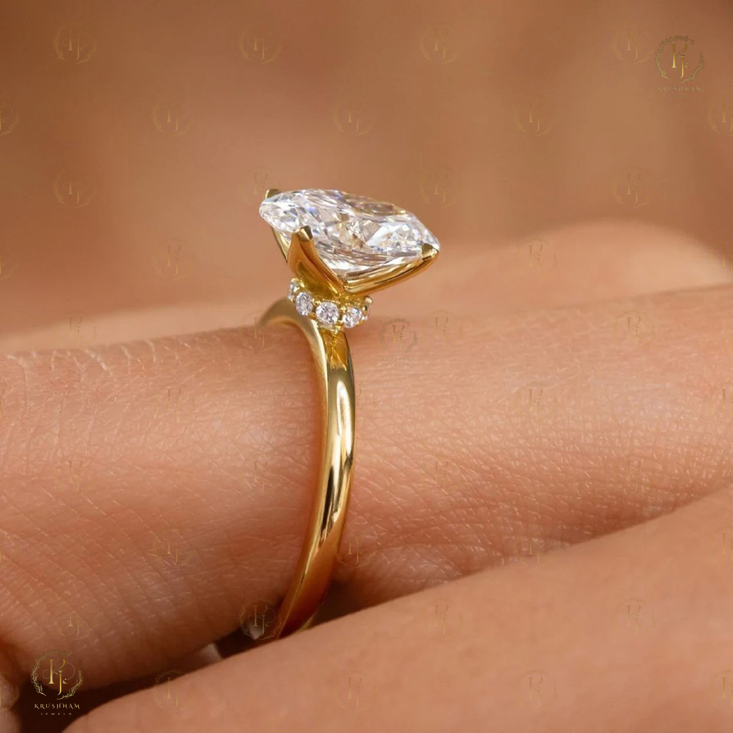 2ct Oval Shape Diamond Ring yellow tone - Image 5