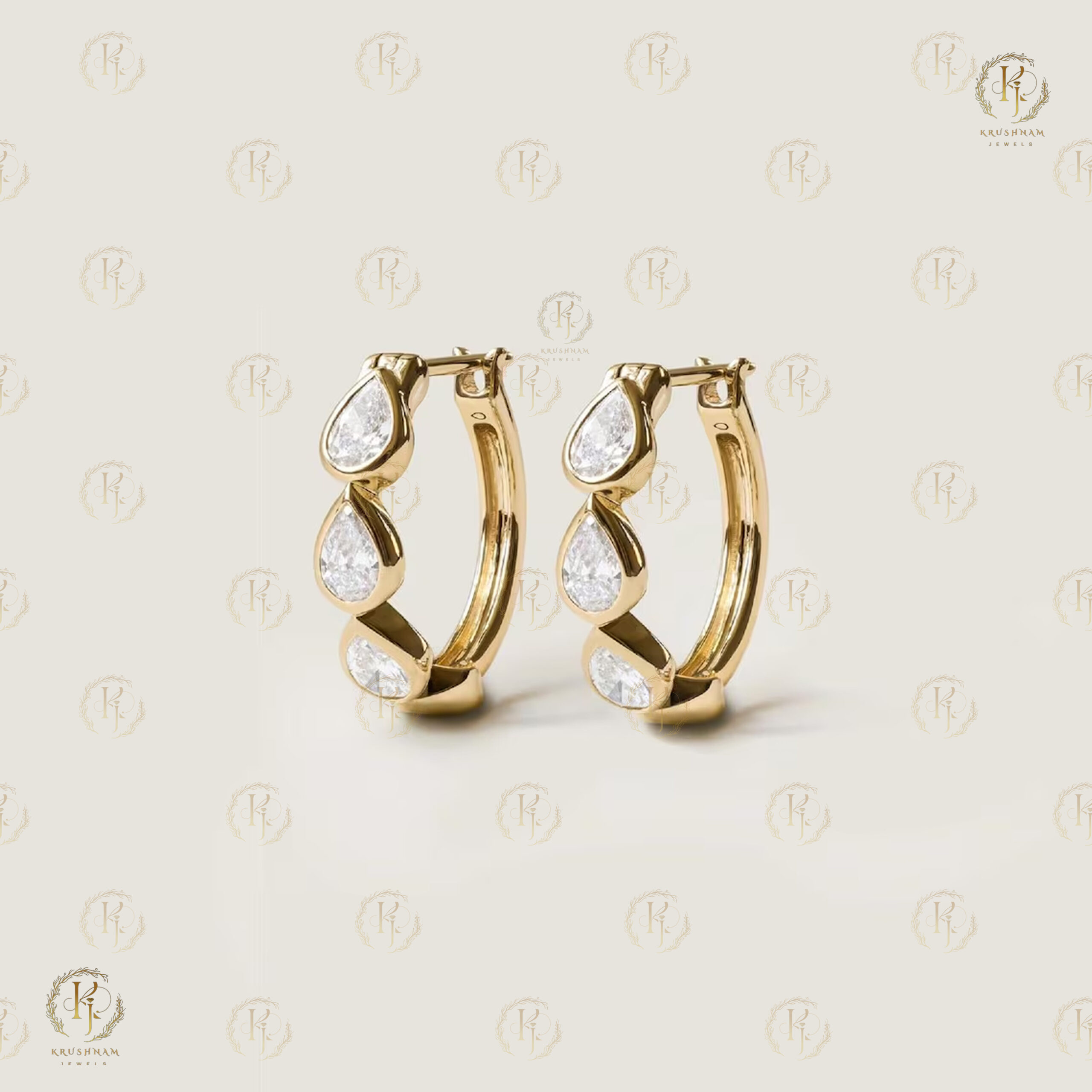 Daily wear Earrings with yellow tone - Image 7