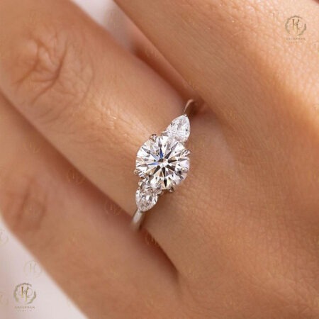 2.50 CT Round Cut Diamond Three Stone Engagement Ring