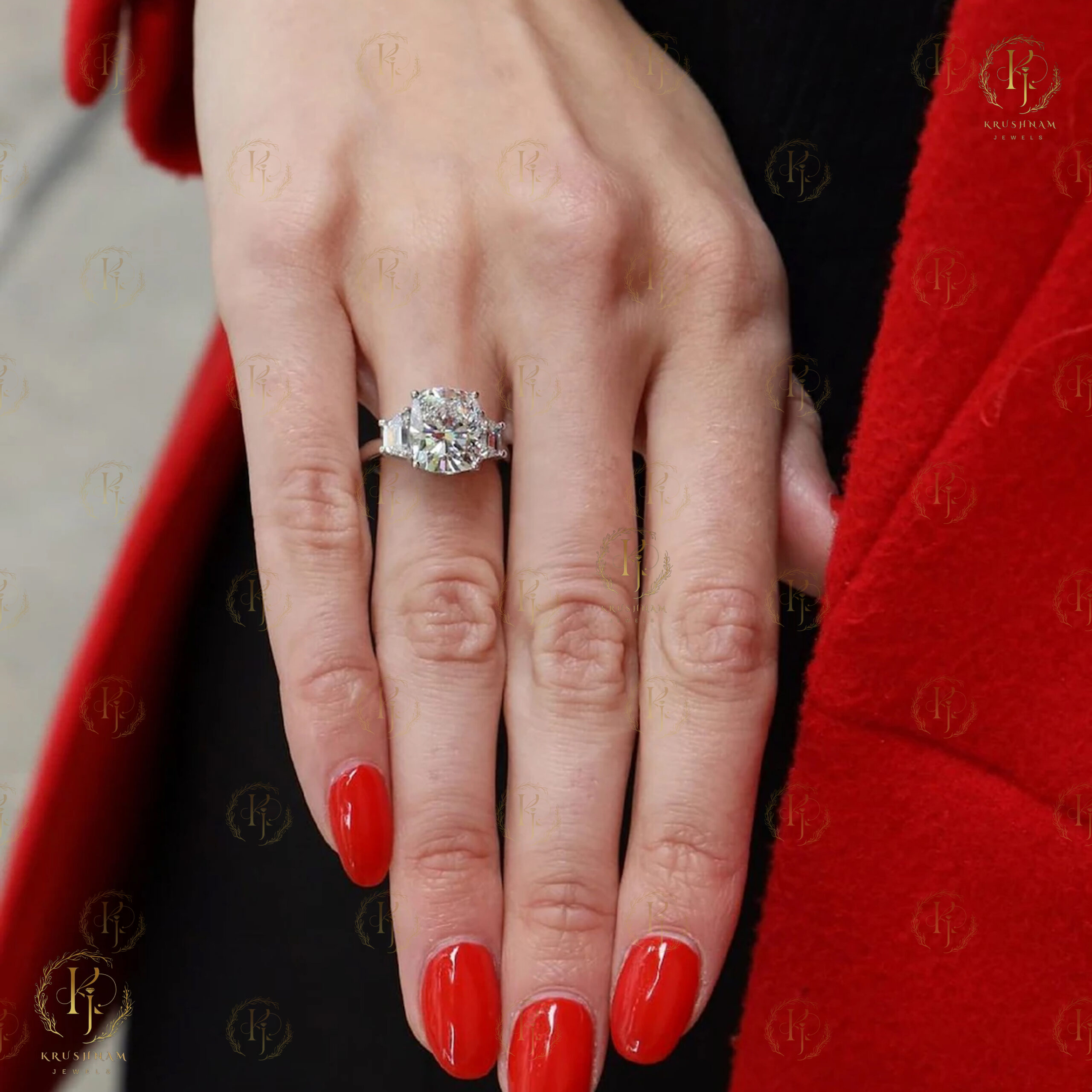 White Emerald Engagement Ring for her - Image 2