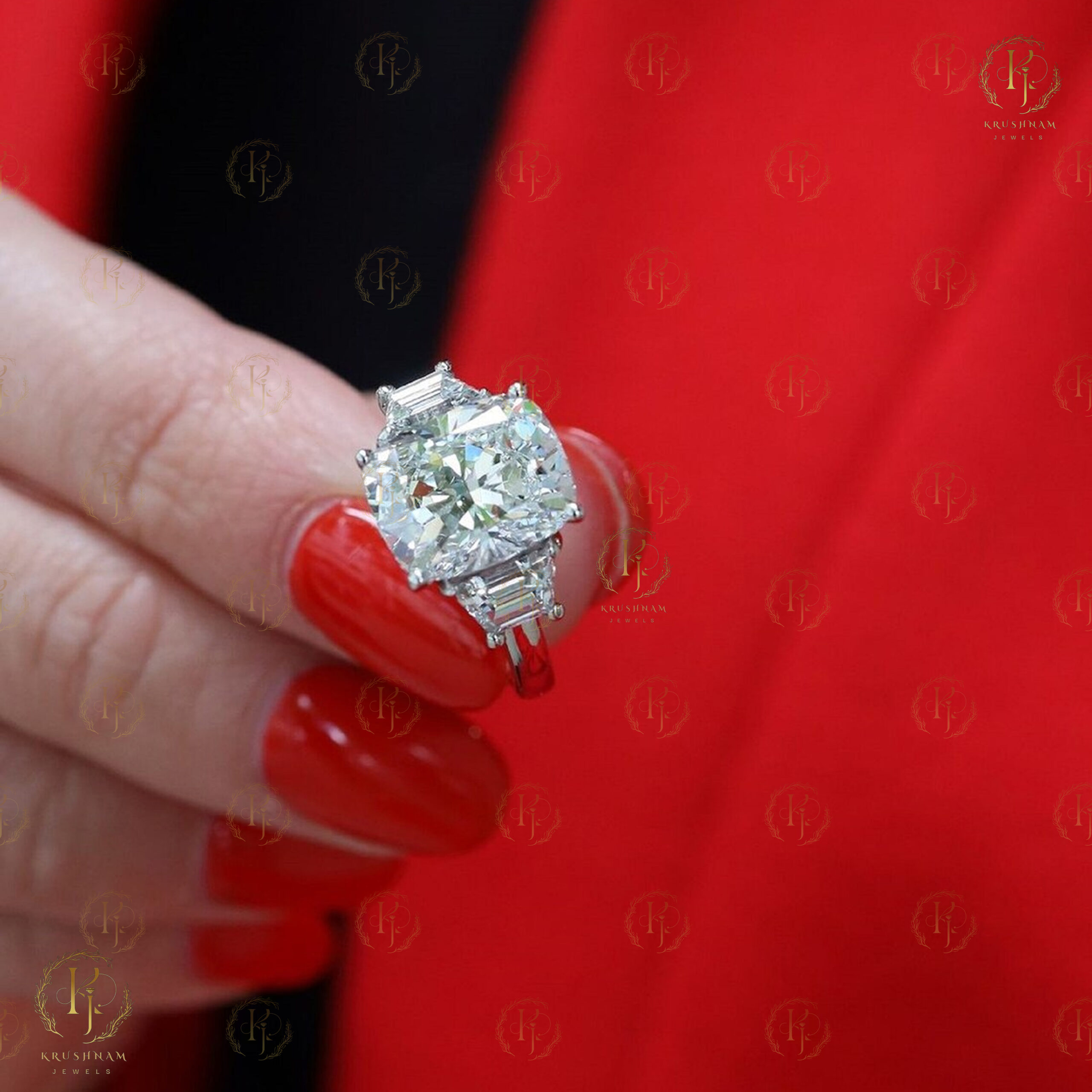 White Emerald Engagement Ring for her - Image 3