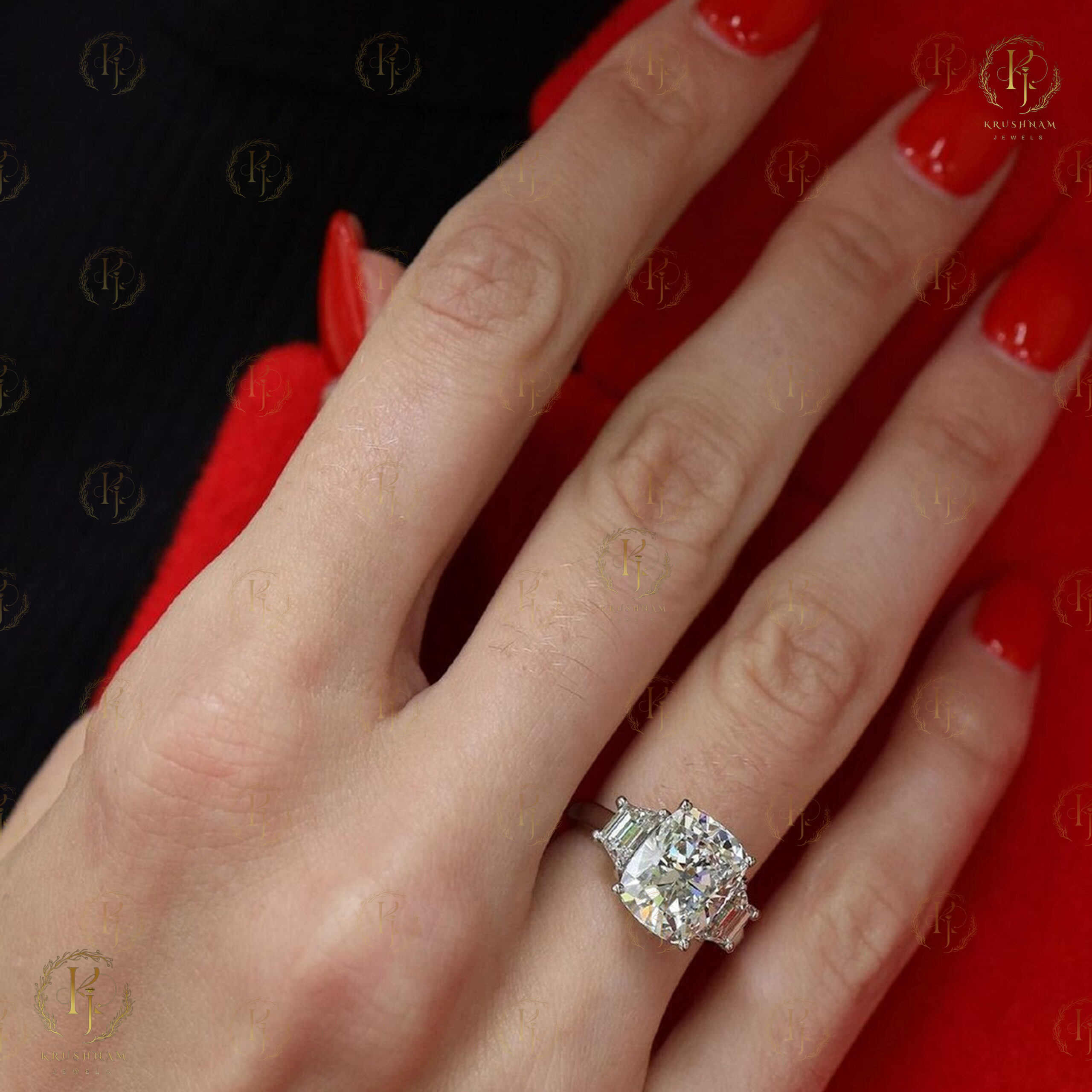 White Emerald Engagement Ring for her - Image 4