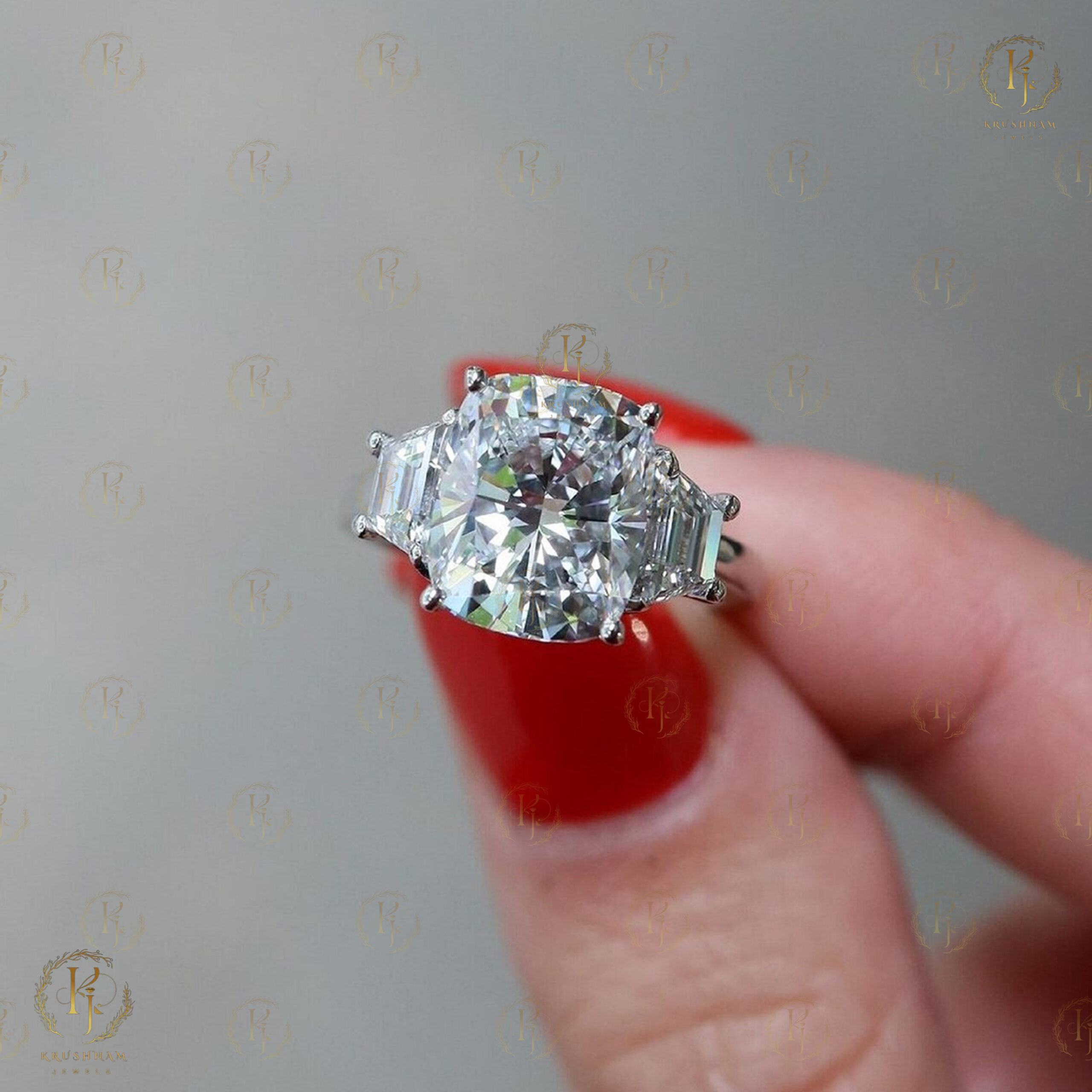 White Emerald Engagement Ring for her - Image 5