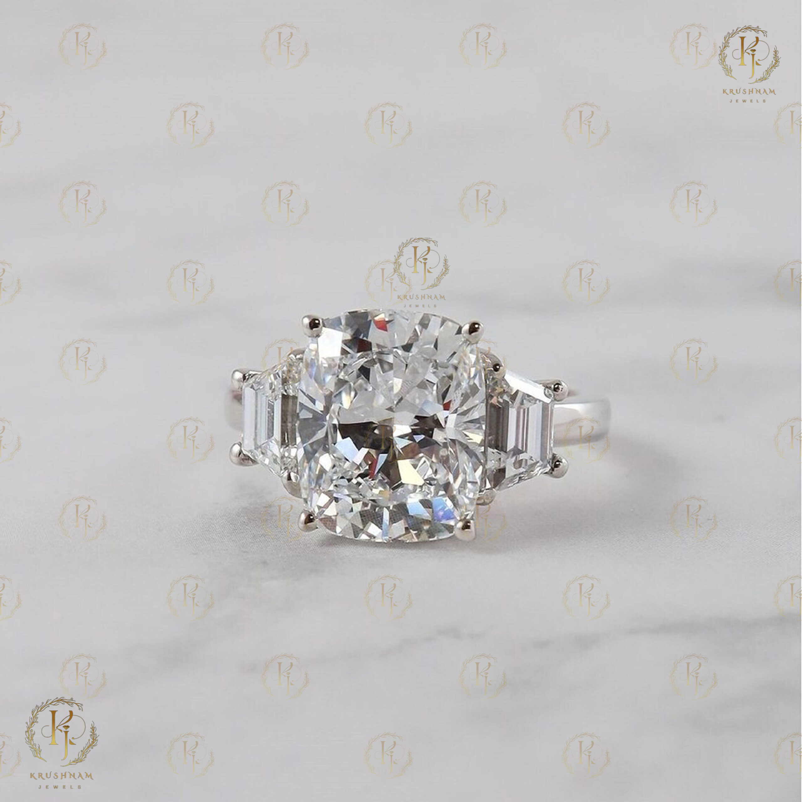 White Emerald Engagement Ring for her - Image 6