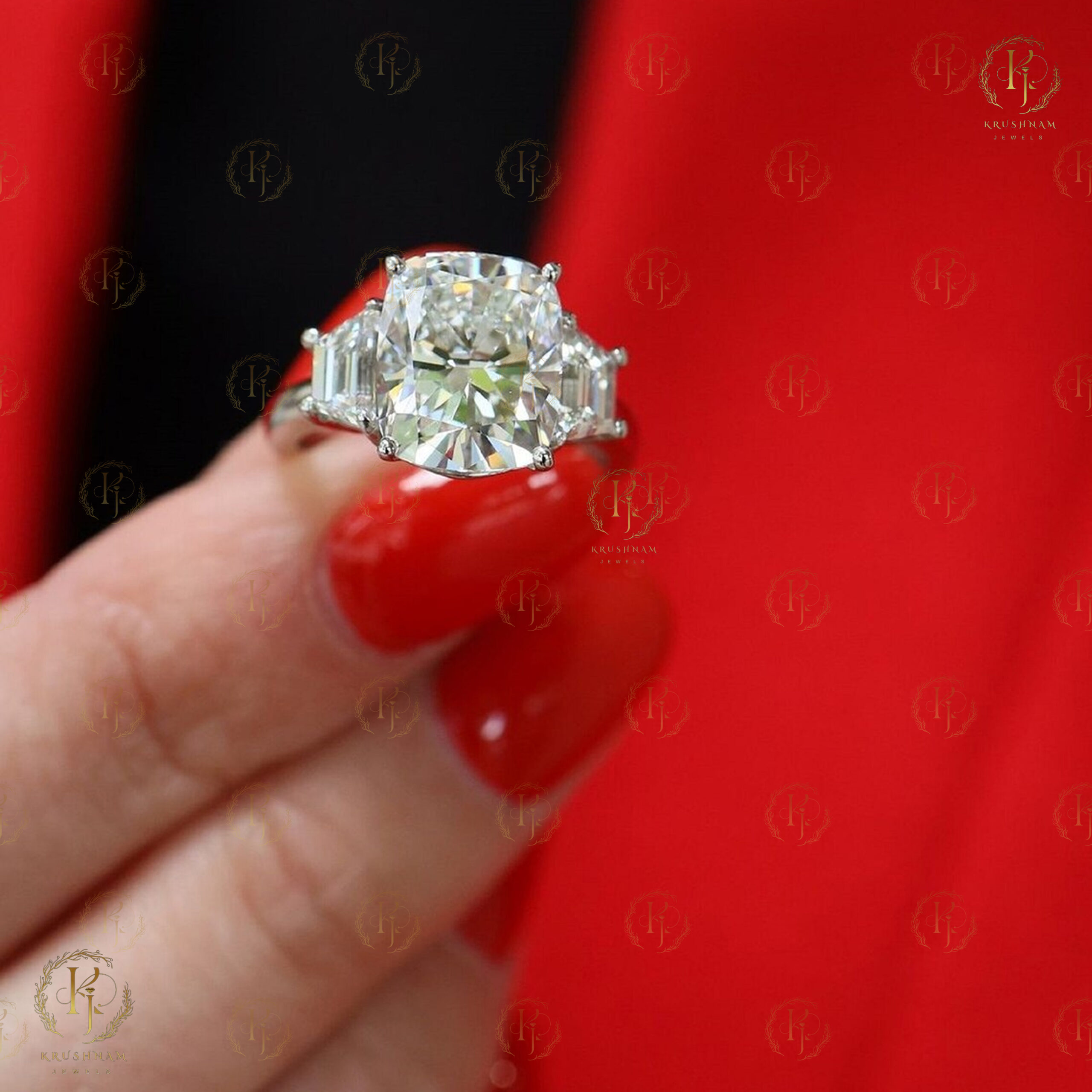 White Emerald Engagement Ring for her - Image 7