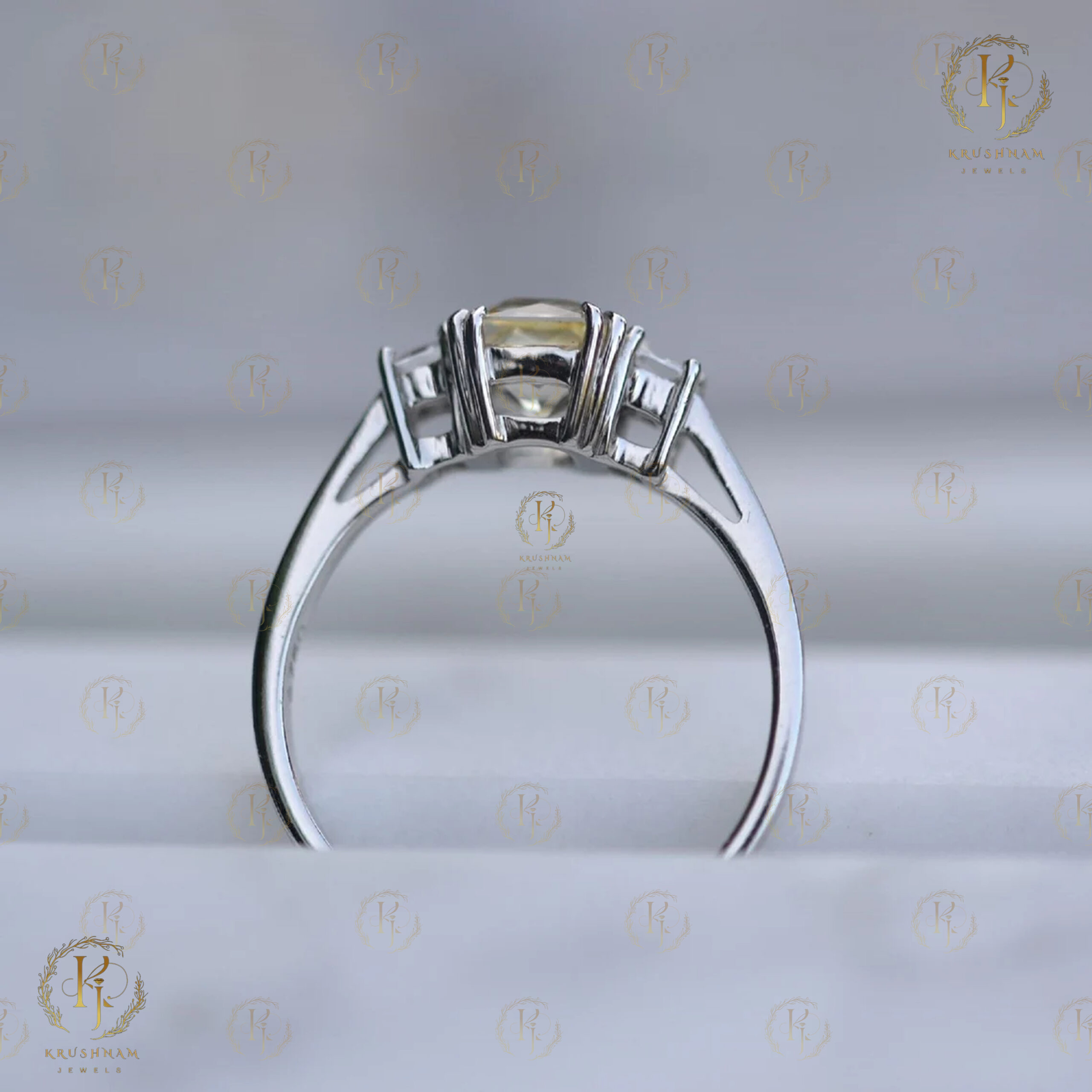 Big Yellow with Small White Diamond Ring - Image 5