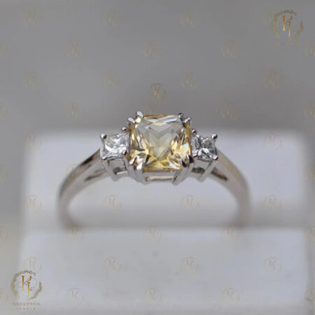 Big Yellow with Small White Diamond Ring