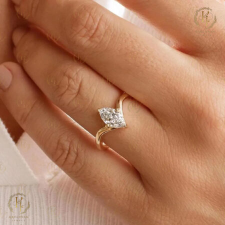 1.0 CT Marquise Diamond Bypass Minimalist Ring