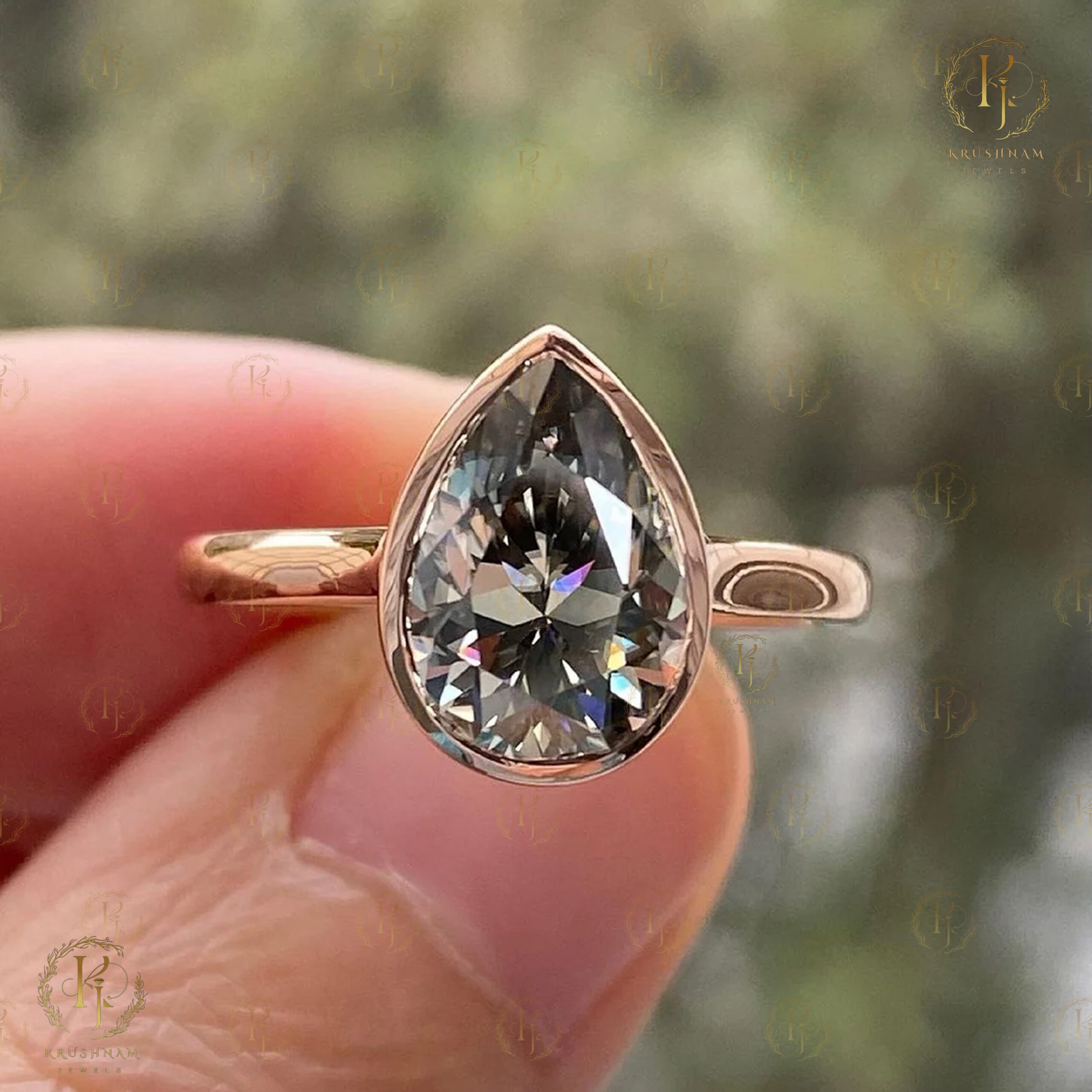 Pear Diamond Ring with Rose Diamond